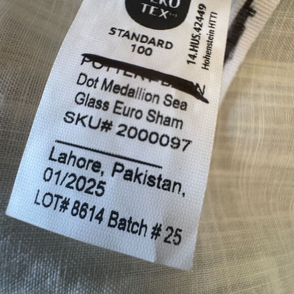 Pottery Barn Dot Medallion Reversible Cotton Euro Sham 26x26" Square Sea Glass - Picture 6 of 9